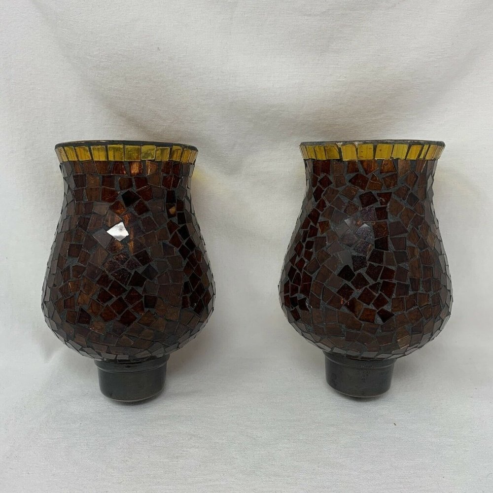 Glass Mosaic Candle Holder Wall Sconces (set of 2)